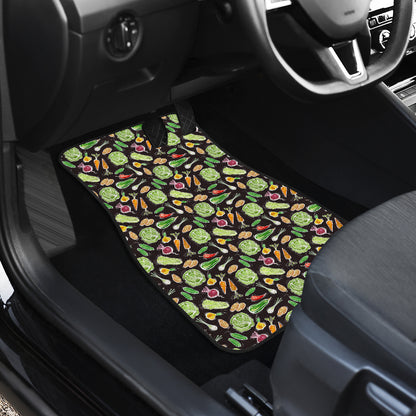 Vegan Draw Themed Design Print Car Floor Mats Front Back