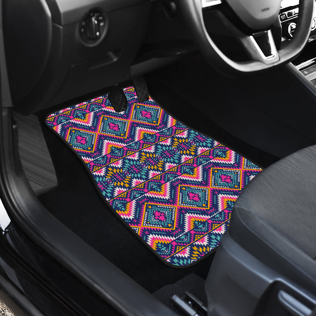Indian Navajo Pink Themed Design Print Car Floor Mats Front Back