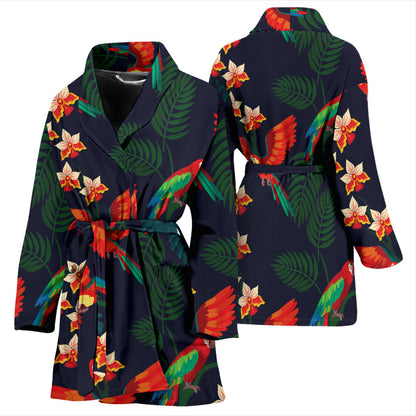 Macaw Pattern Print Design 02 Women Bathrobe