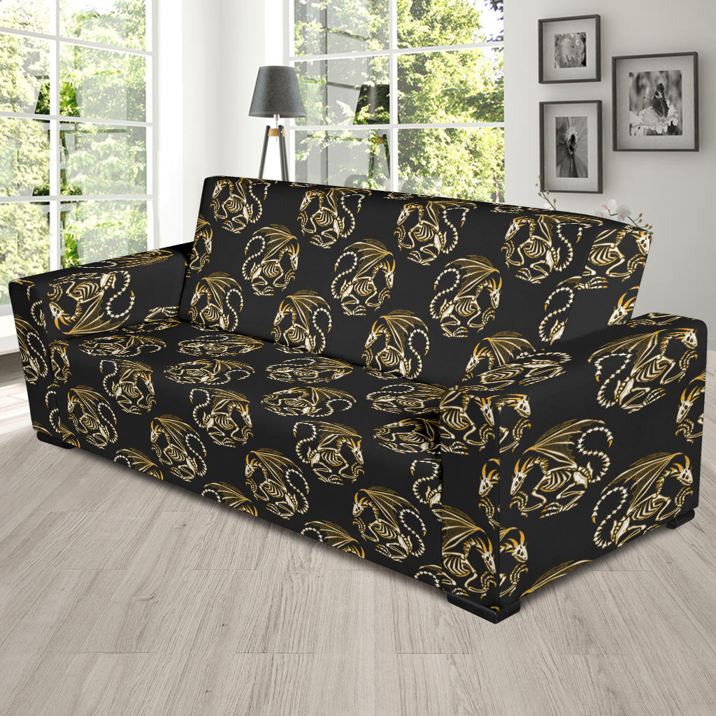 Skeleton Dragon Print Design LKS306 Sofa Slipcover