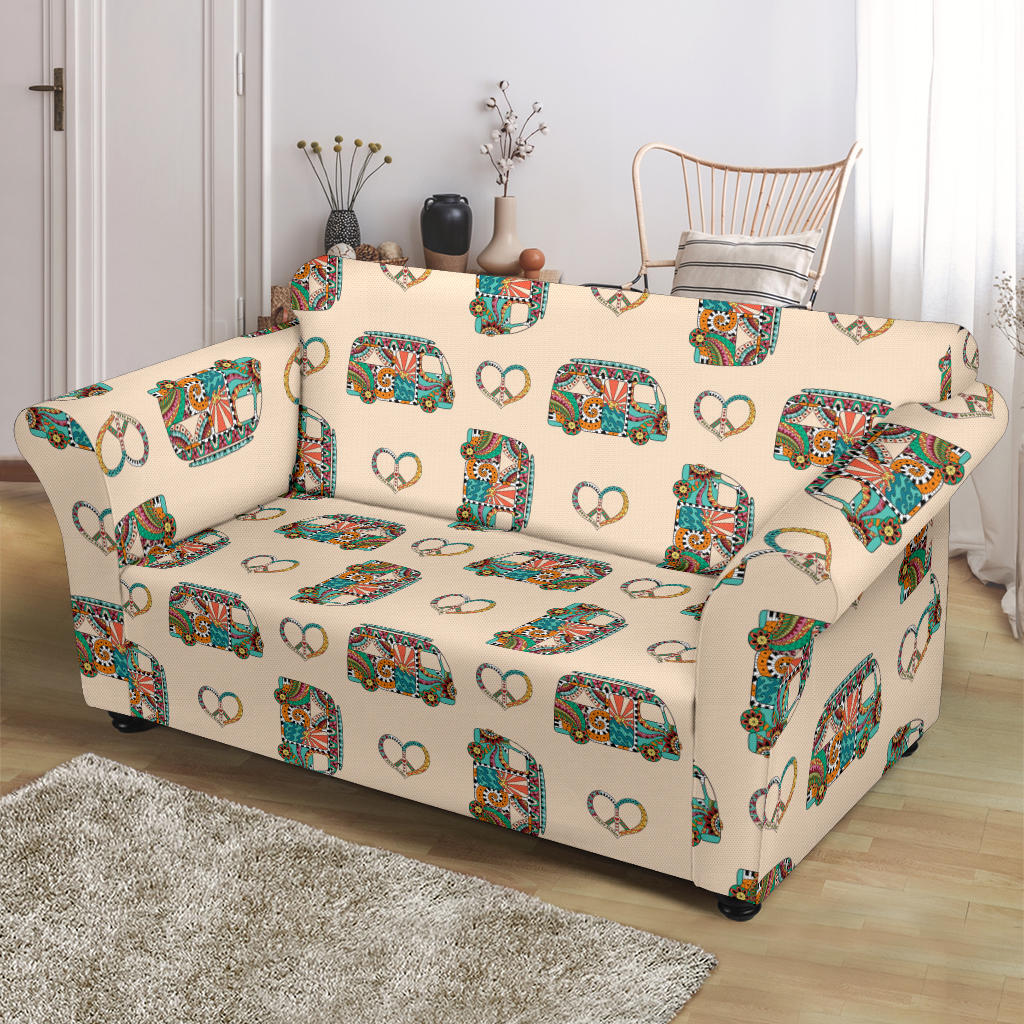 Hippie Van Peace Print Design LKS303 Loveseat Couch Slipcover