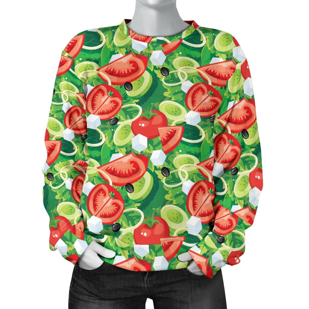 Vegan Salad Themed Design Print Women Long Sleeve Sweatshirt