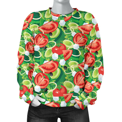 Vegan Salad Themed Design Print Women Long Sleeve Sweatshirt