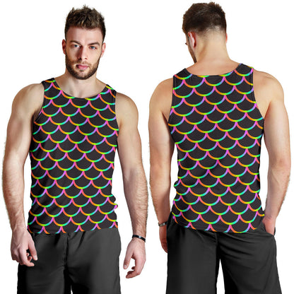 Mermaid Tail Rainbow Design Print Men Tank Top