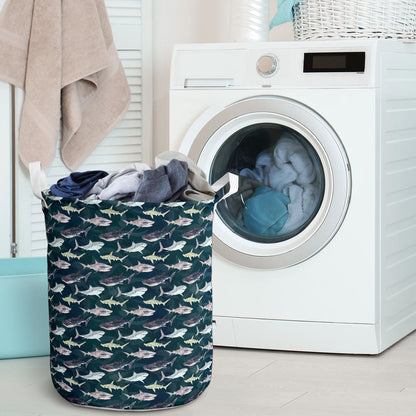 Shark Pattern Print Laundry Basket