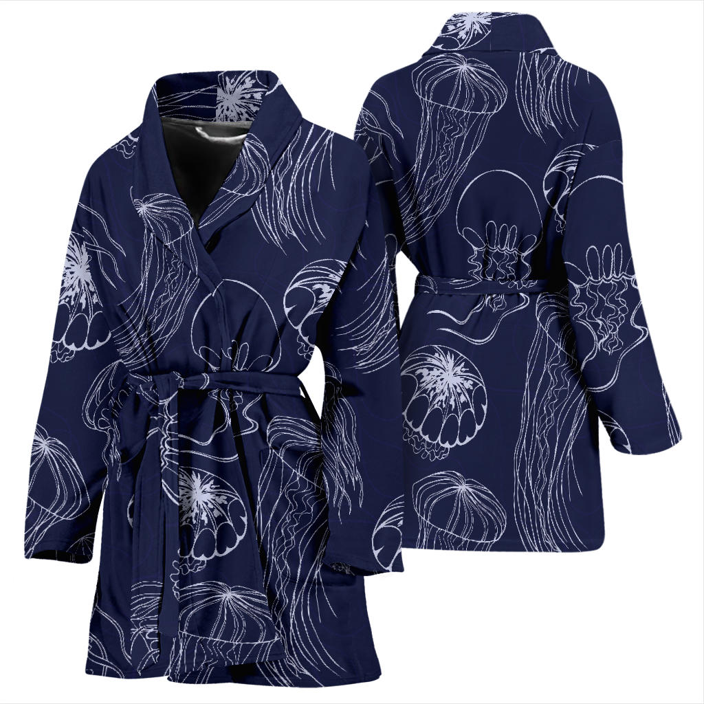 Jellyfish Pattern Print Design 05 Women Bathrobe