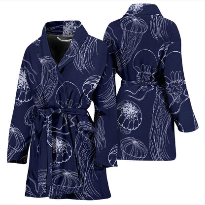 Jellyfish Pattern Print Design 05 Women Bathrobe