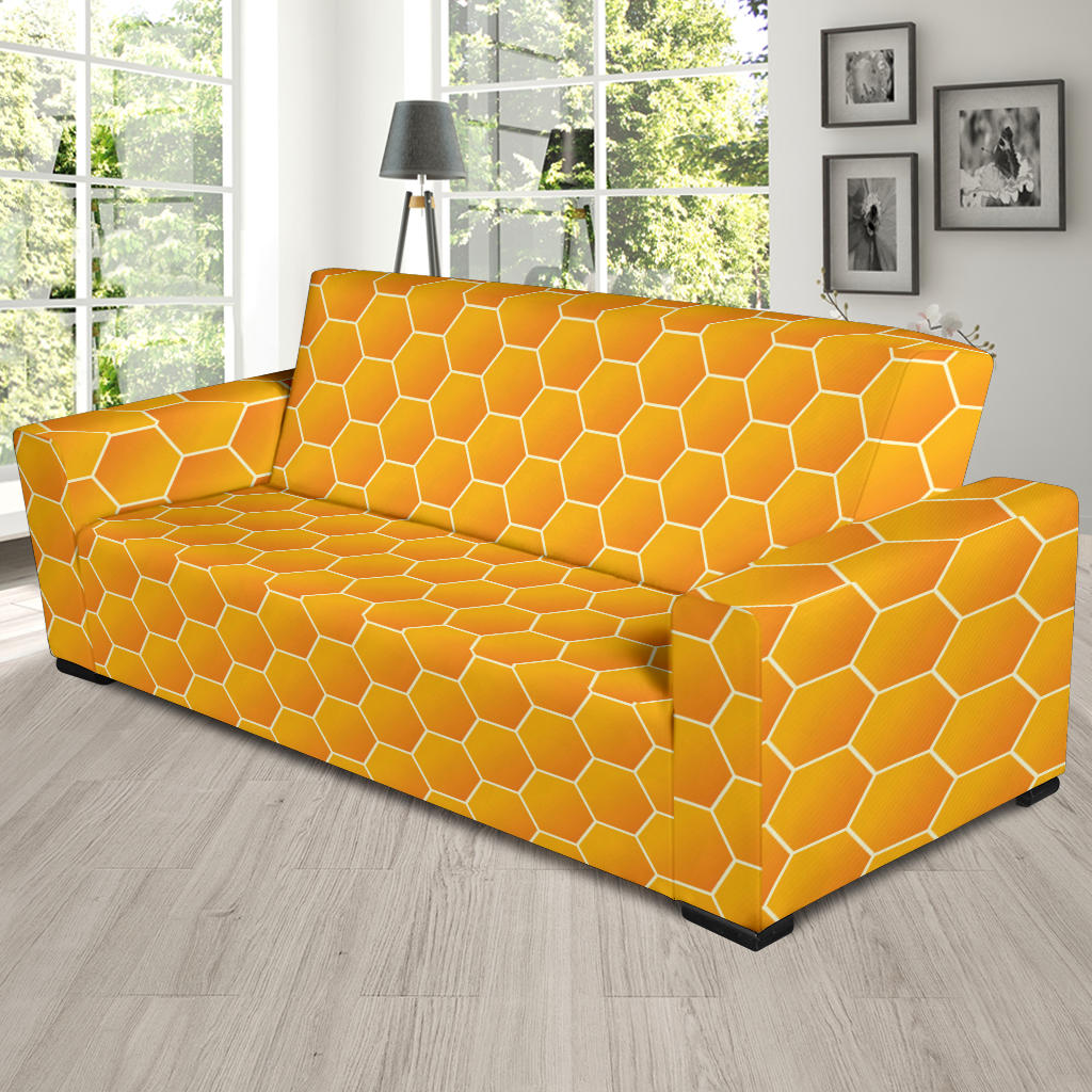 Honey Bee Honeycomb Print Design LKS3011 Sofa Slipcover