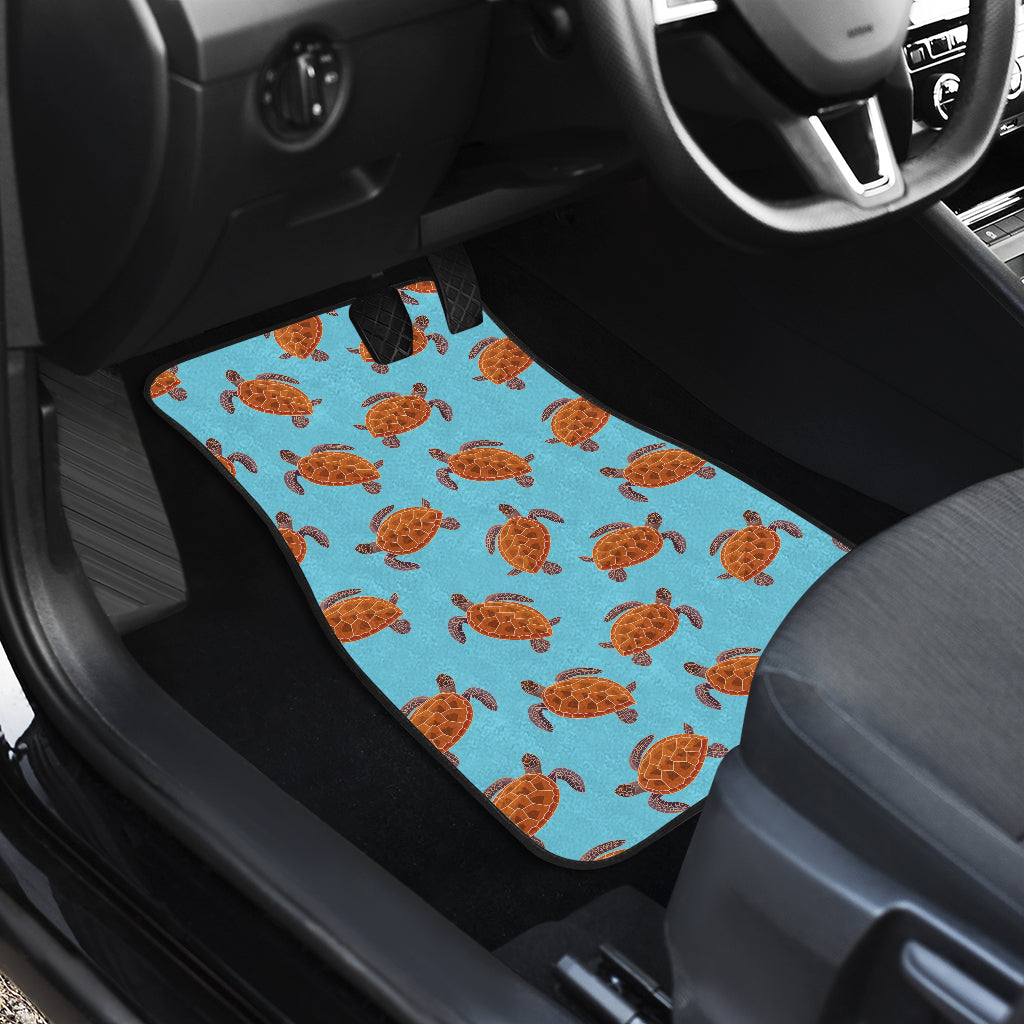 Brow Sea Turtle Print Pattern Car Floor Mats Front Back
