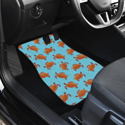 Brow Sea Turtle Print Pattern Car Floor Mats Front Back