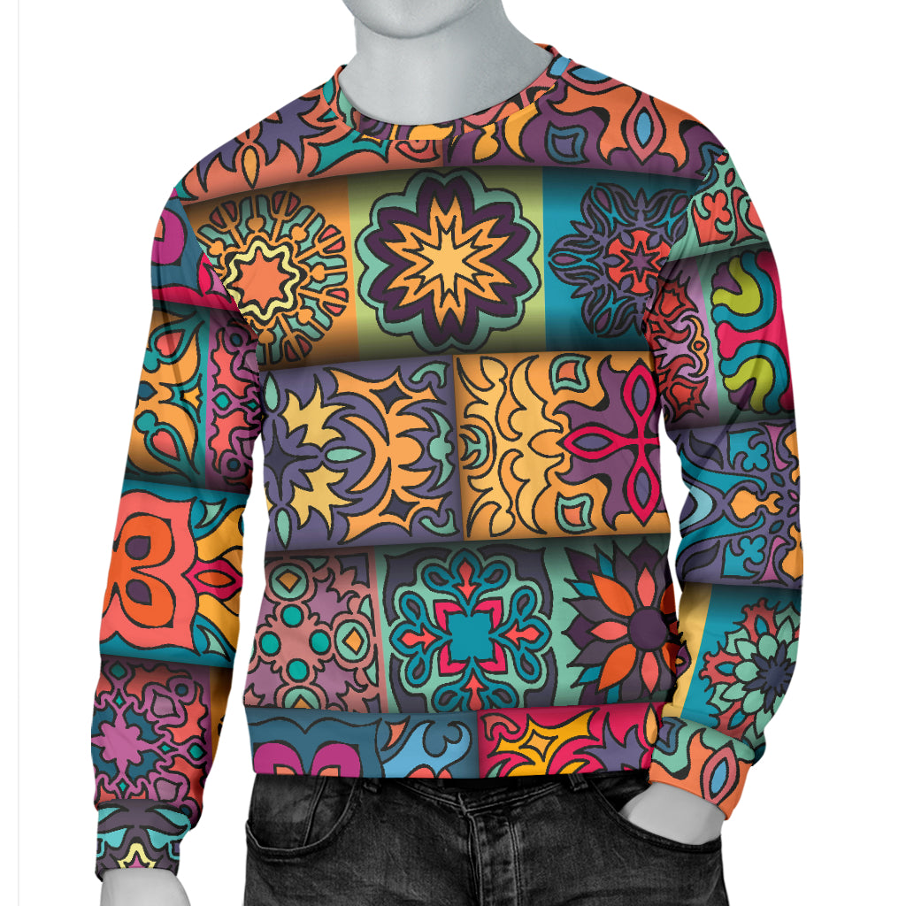 Mandala Style Design Print Men Long Sleeve Sweatshirt