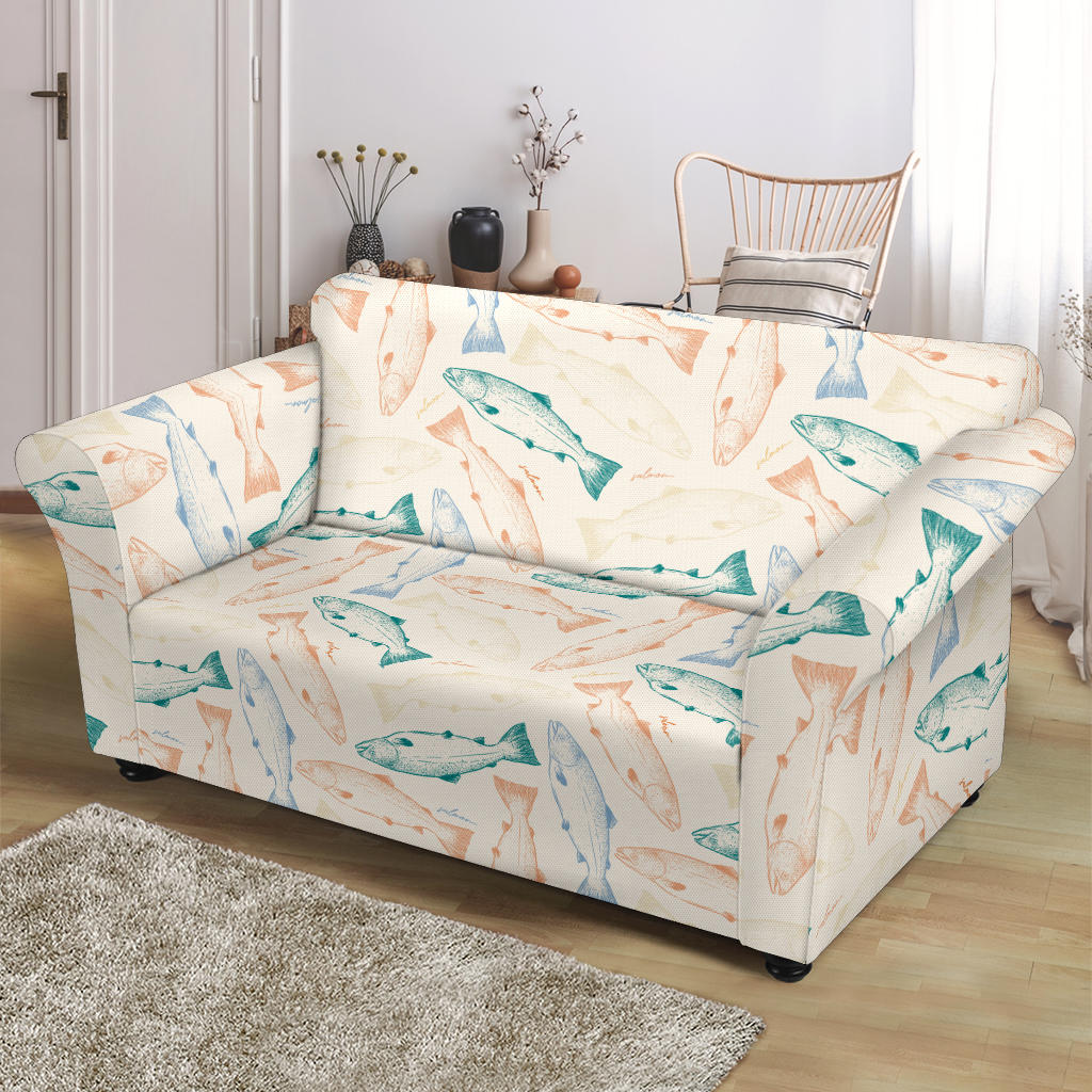 Salmon Fish Print Design LKS305 Loveseat Couch Slipcover