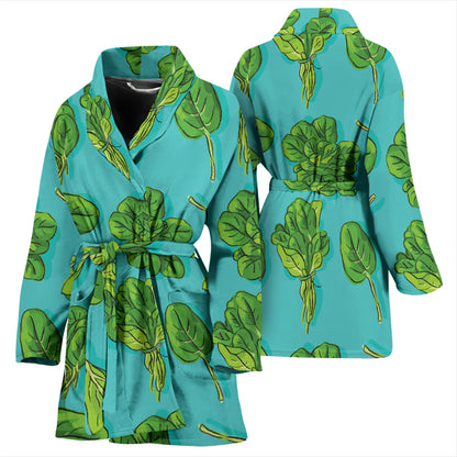 Spinach Print Design LKS301 Women Bathrobe