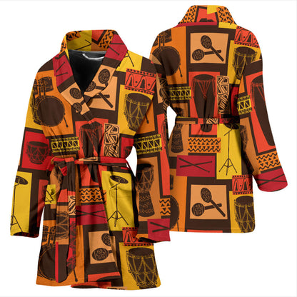 Percussion Pattern Print Design 02 Women Bathrobe