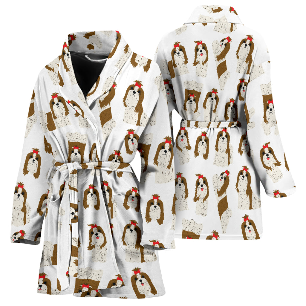 Shih Tzu Print Design LKS302 Women Bathrobe