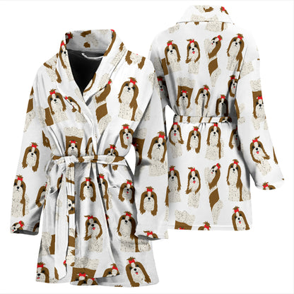 Shih Tzu Print Design LKS302 Women Bathrobe