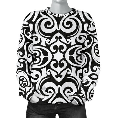 Polynesian Tattoo Pattern Women Long Sleeve Sweatshirt