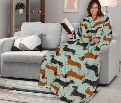 Dachshund Cute Print Pattern Adult Sleeve Blanket