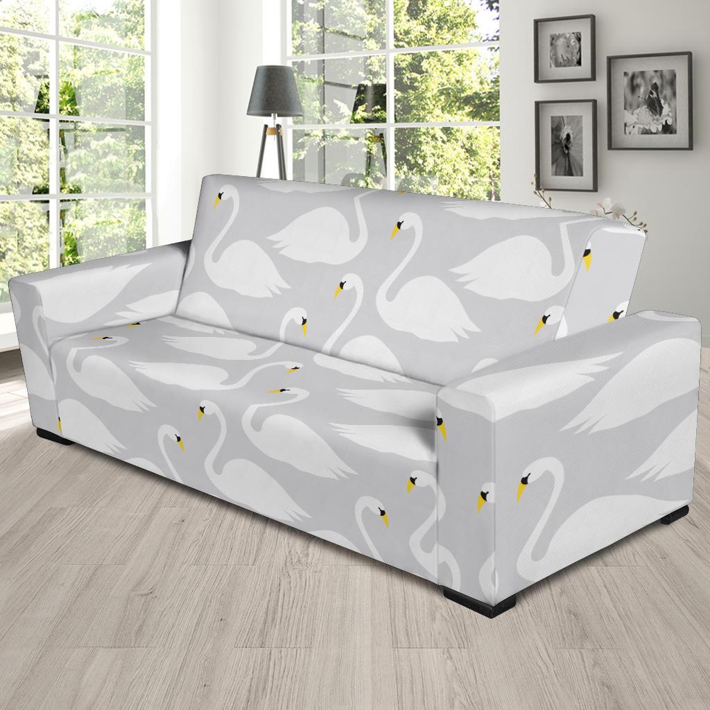 Swan Pattern Print Design 02 Sofa Slipcover