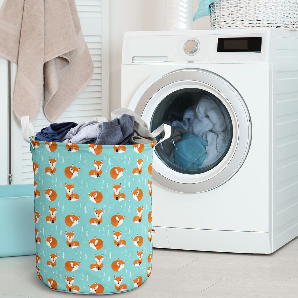 Fox Design Snow Print Pattern Laundry Basket