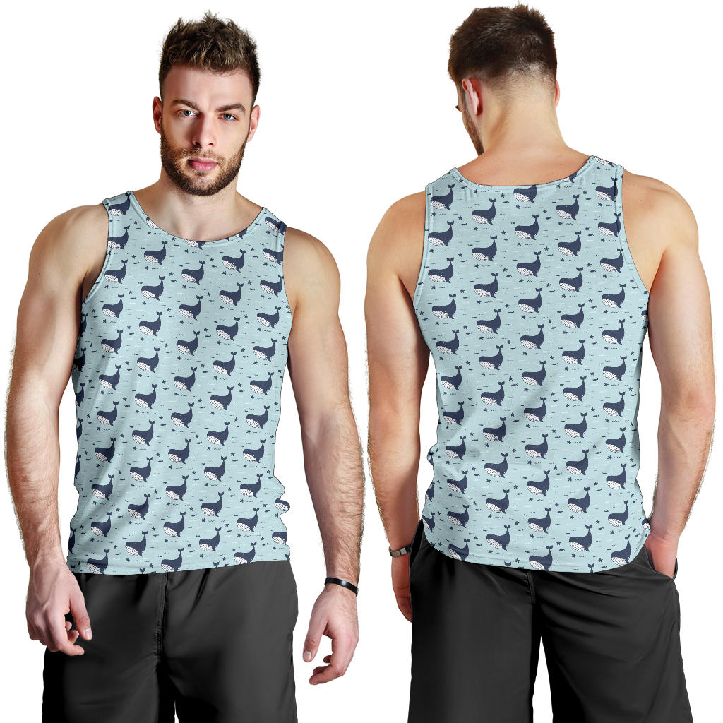 Whale Cute Design Themed Print Men Tank Top