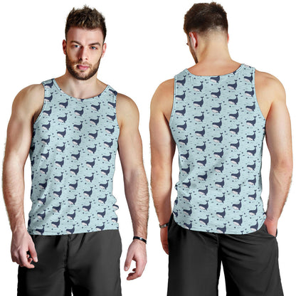 Whale Cute Design Themed Print Men Tank Top