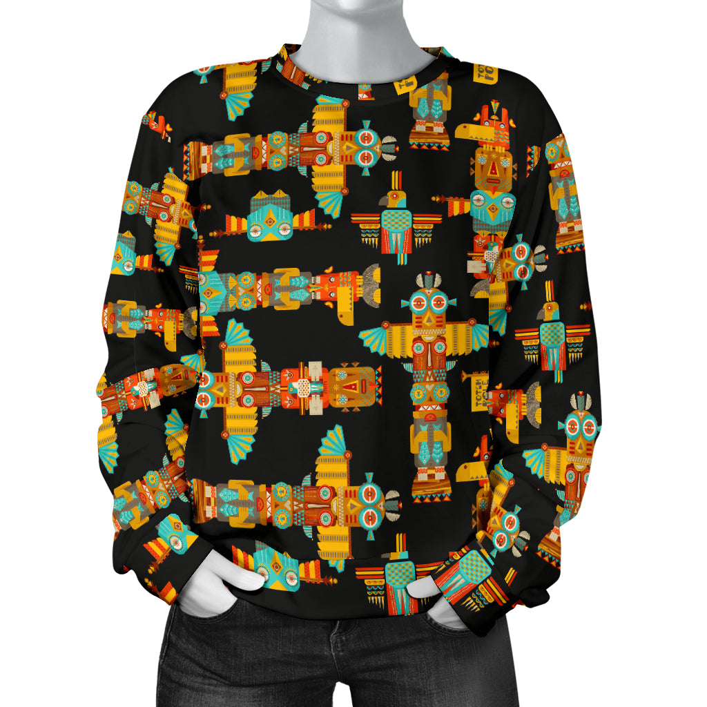 Totem Pole Cartoon Print Women Long Sleeve Sweatshirt