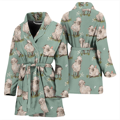 Sheep Print Design LKS405 Women Bathrobe