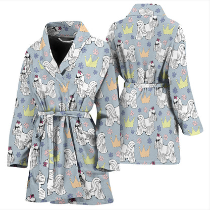 Maltese Pattern Print Design 04 Women Bathrobe
