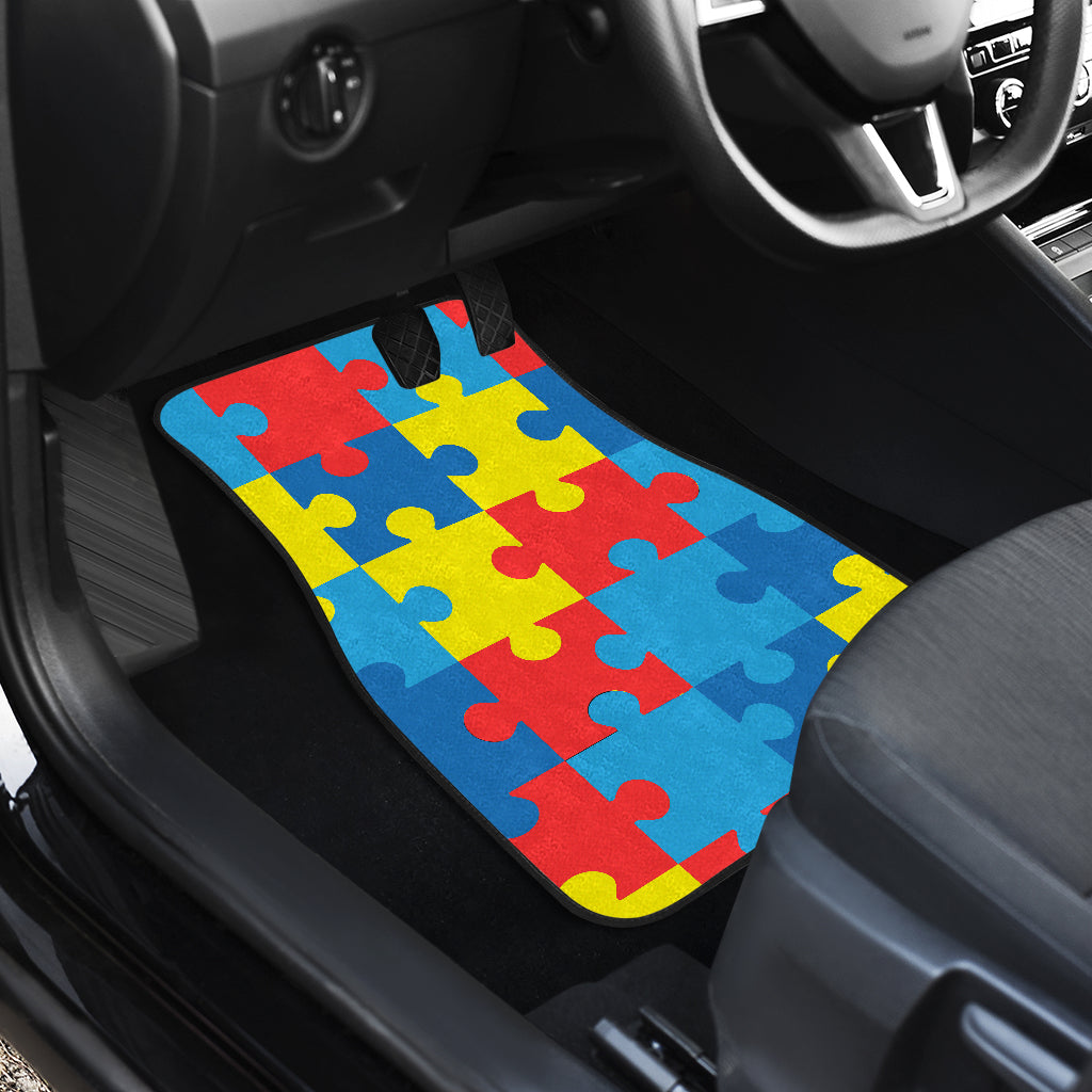Autism Awareness Puzzles Design Print Car Floor Mats Front Back
