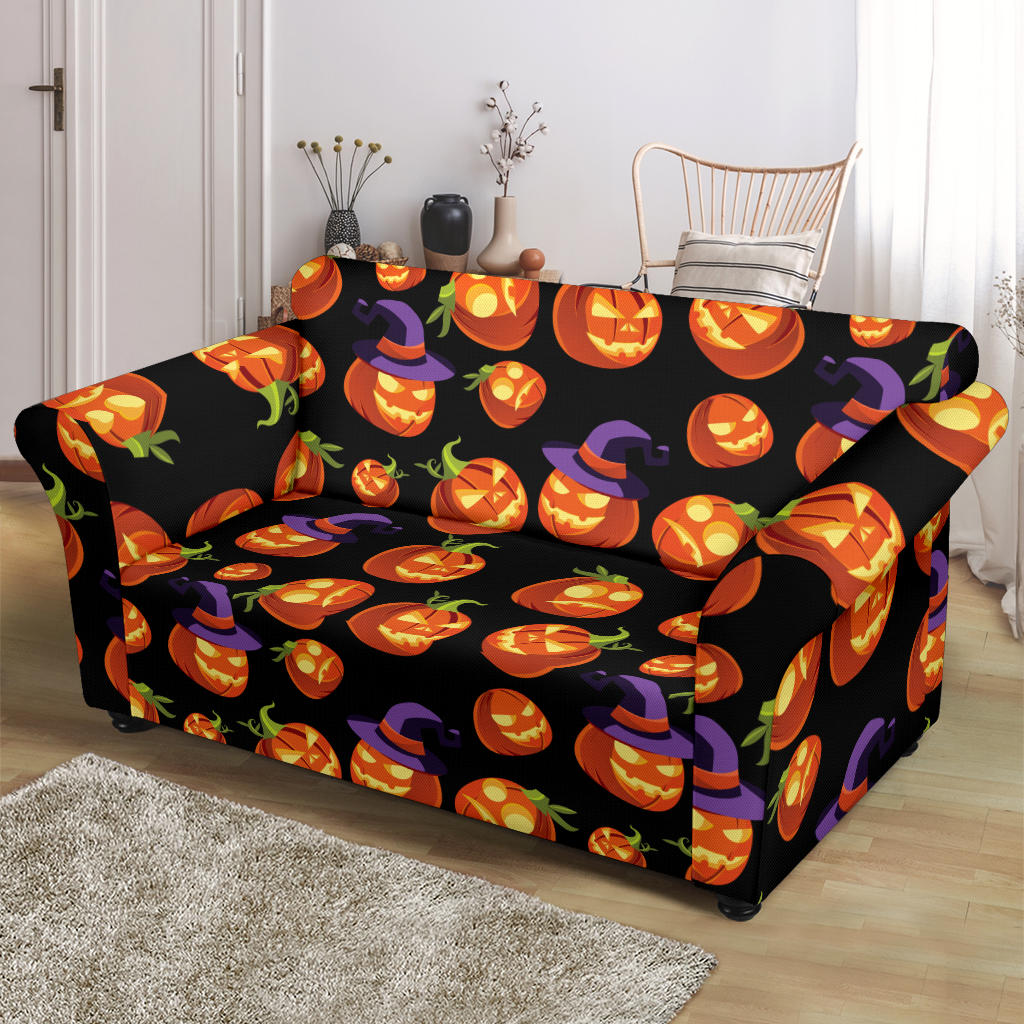 Witch Pumpkin Halloween Print LKS302 Loveseat Couch Slipcover