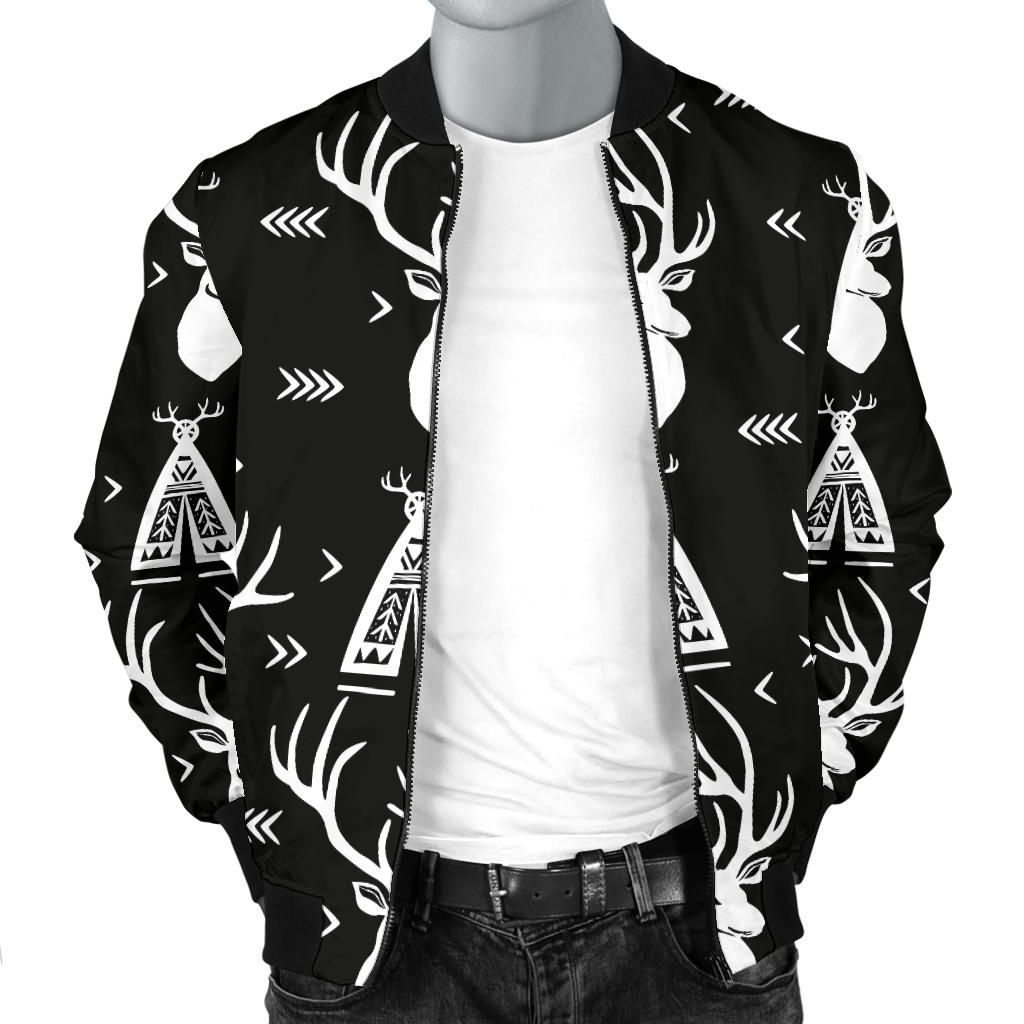 Deer Native Indian Print Pattern Men Bomber Jacket