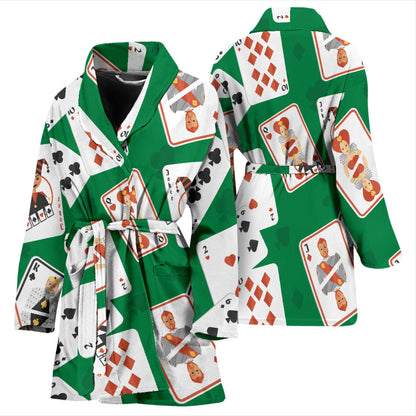 Poker Cards Pattern Print Design A03 Women Bathrobe