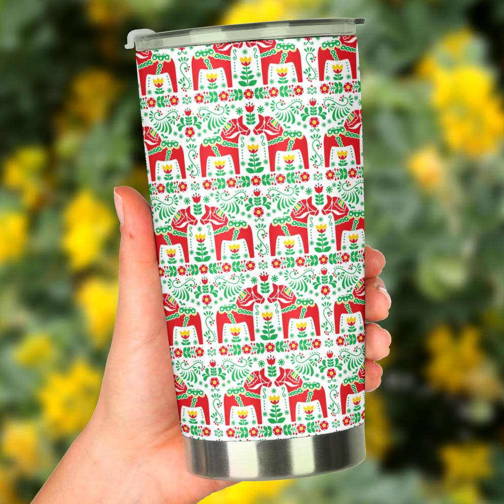 Swedish Dala Style Pattern Tumbler