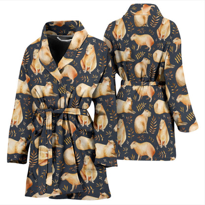 Capybara Pattern Print Design 02 Women Bathrobe