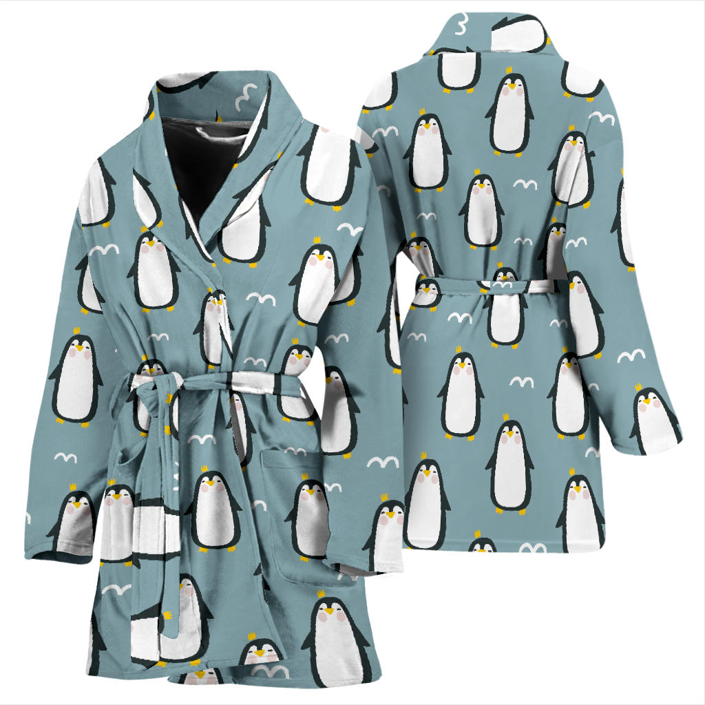 Penguin Pattern Print Design A02 Women Bathrobe