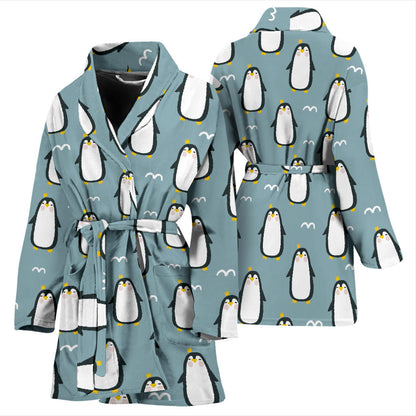 Penguin Pattern Print Design A02 Women Bathrobe