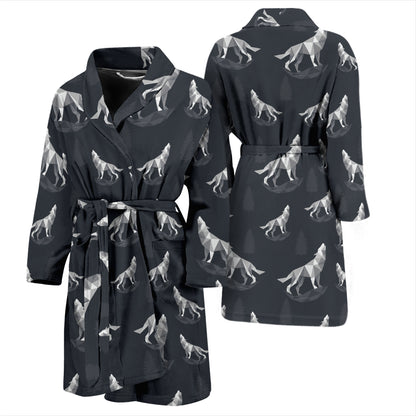 Wolf Print Design LKS303 Men Bathrobe