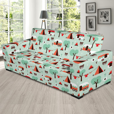 Camper Tent Pattern Print Design 01 Sofa Slipcover