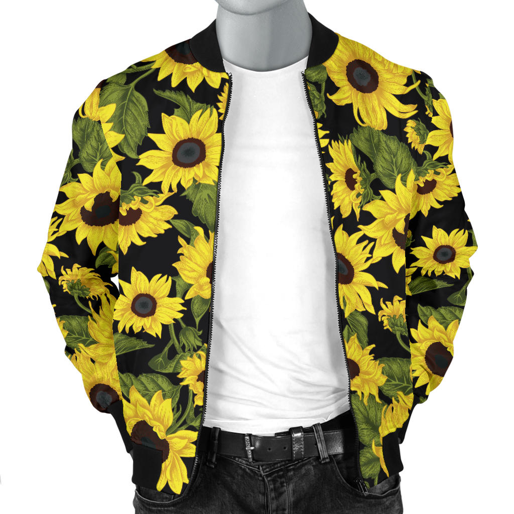 Sunflower Fresh Bright Color Print Men Bomber Jacket