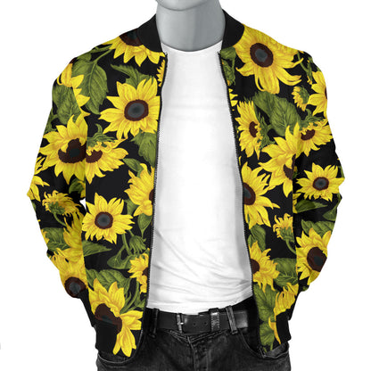 Sunflower Fresh Bright Color Print Men Bomber Jacket