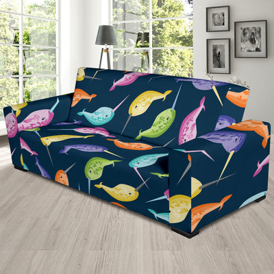 Narwhal Colorful Pattern Print Design 03 Sofa Slipcover