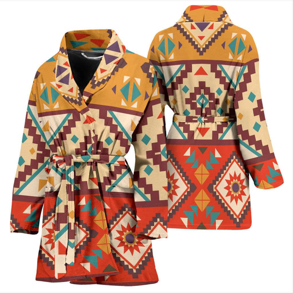 Navajo Pattern Print Design A01 Women Bathrobe