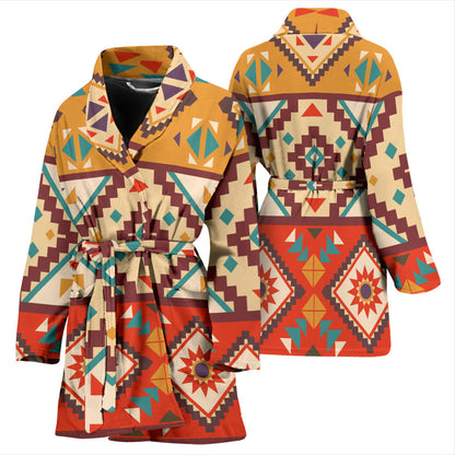 Navajo Pattern Print Design A01 Women Bathrobe