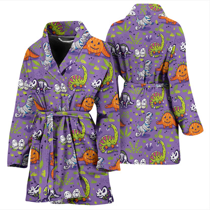 Zombie Dinosaur Print Design LKS302 Women Bathrobe