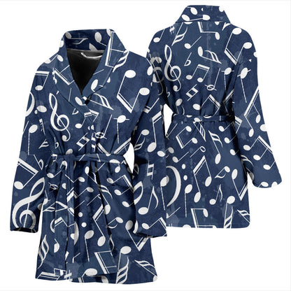 Music note Pattern Print Design A02 Women Bathrobe