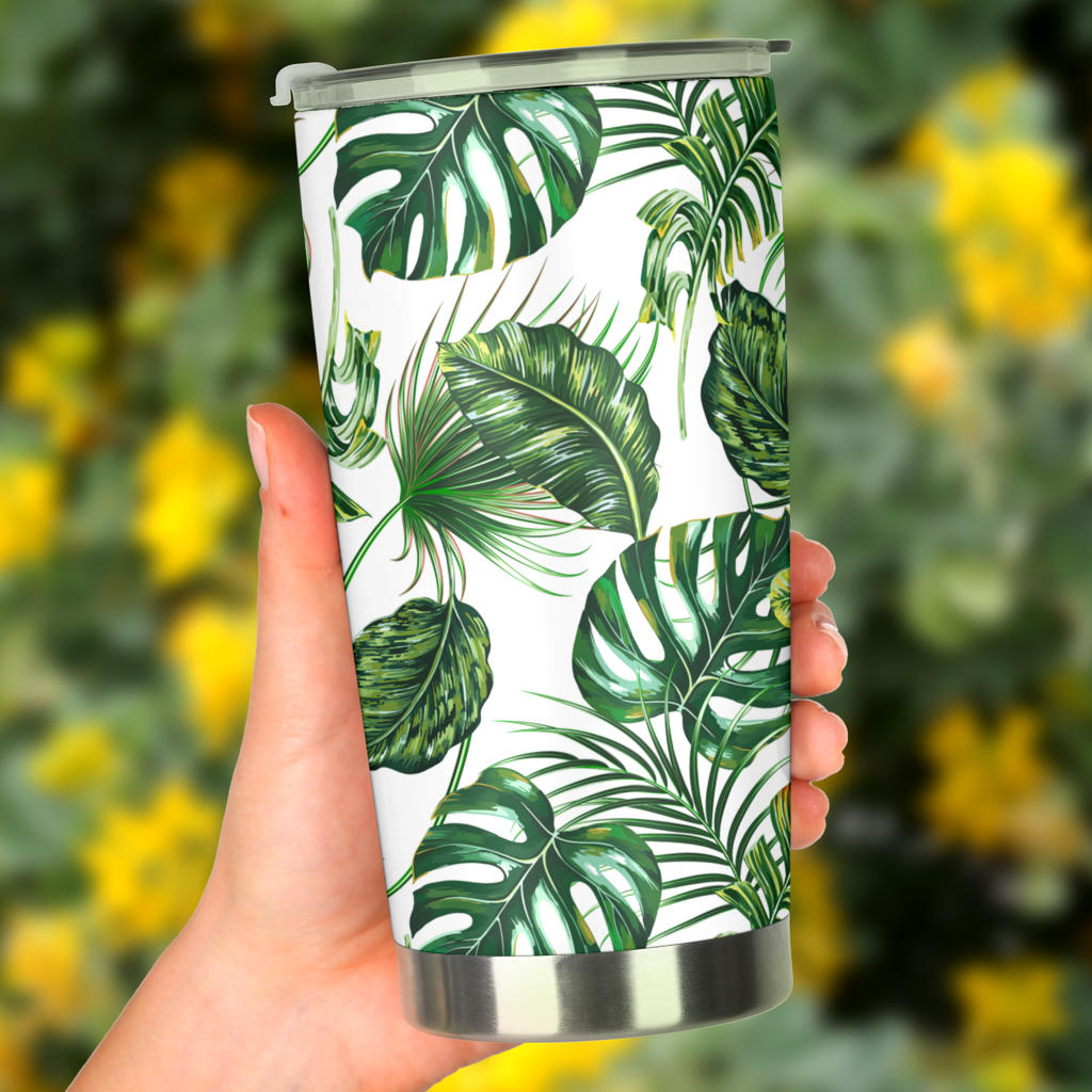 Green Pattern Tropical Palm Leaves Tumbler