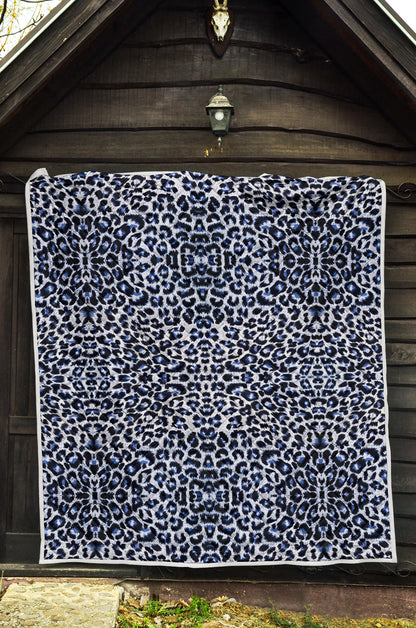 Leopard Blue Skin Print Quilt Bedspread