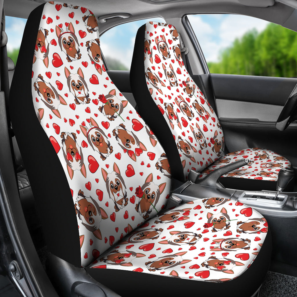 Silky Terriers Heart Print Design LKS302 Car Seat Covers