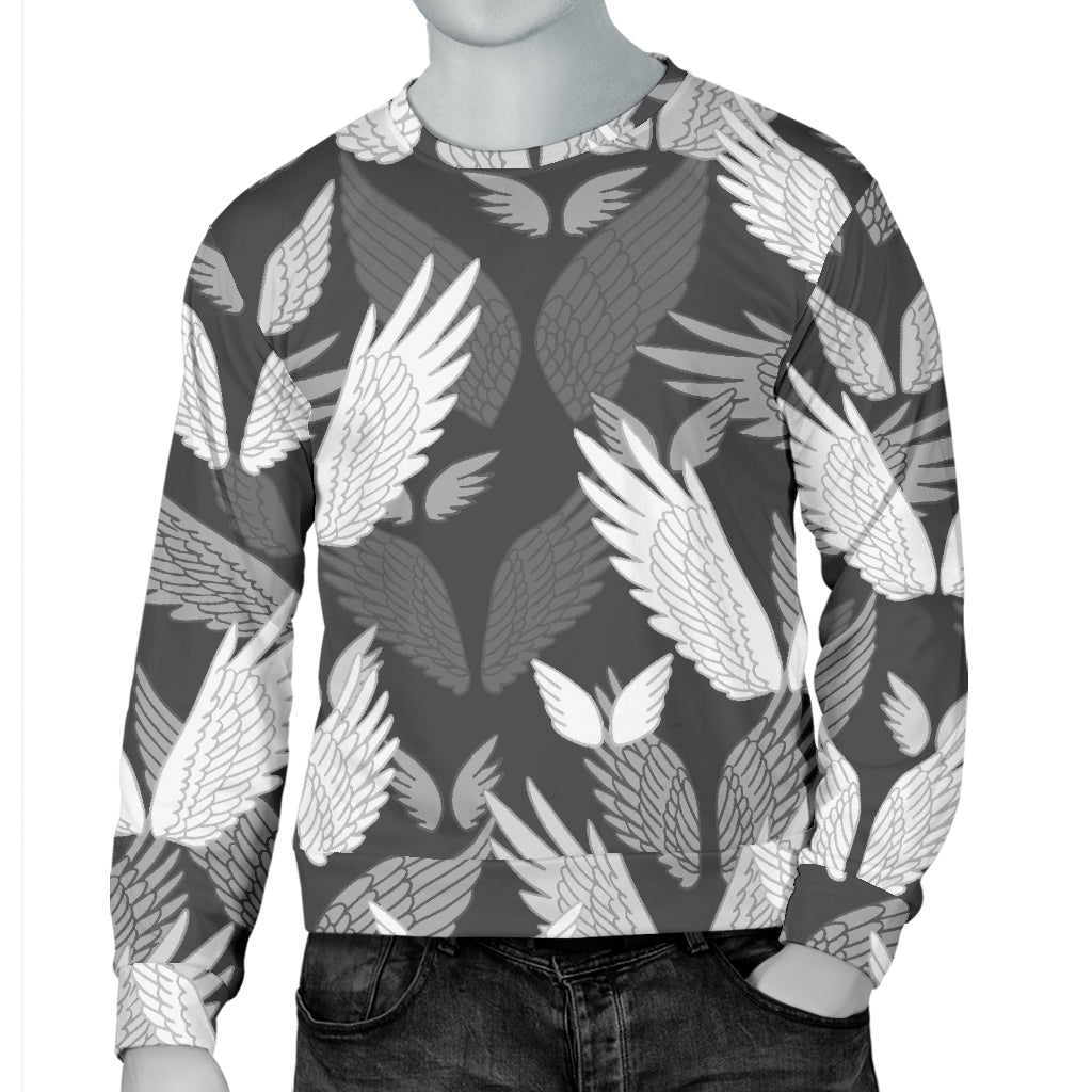 Angel Wings Pattern Design Themed Print Men Long Sleeve Sweatshirt